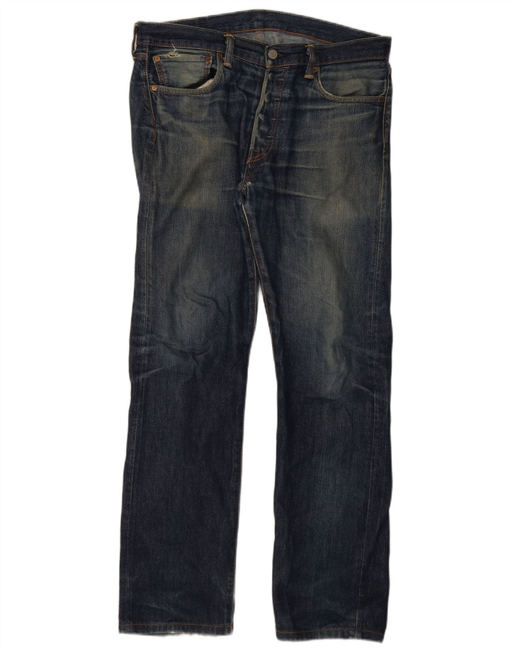 Levi's Mens 501 Straight Jeans W33 L34 Navy Blue Cotton
