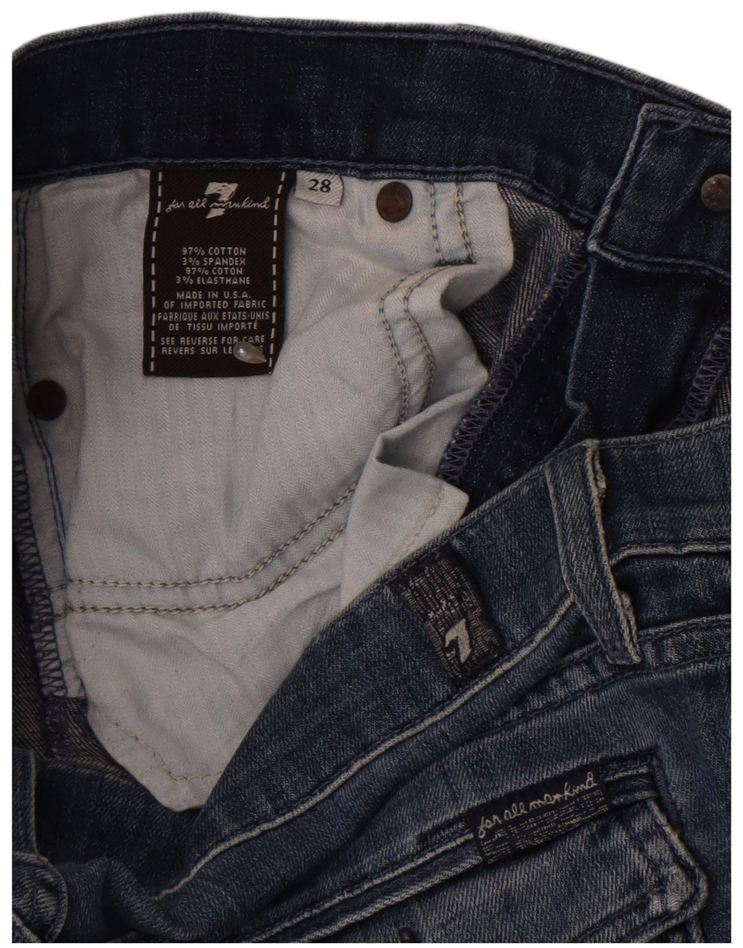 7 For All Mankind Womens Bootcut Jeans W28 L33 Blue Cotton