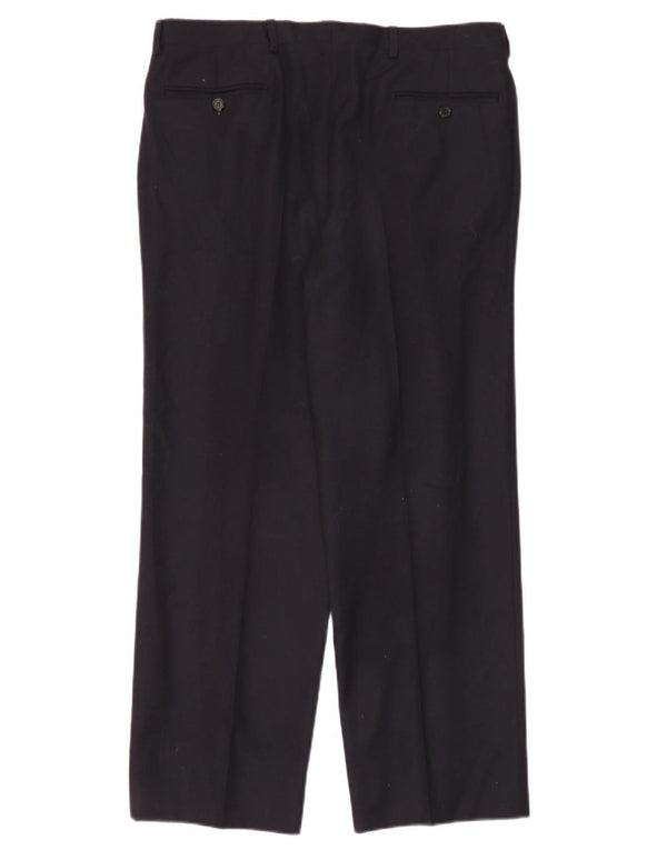 Vintage Mens Pegged Suit Trousers W36 L30 Navy Blue Virgin Wool