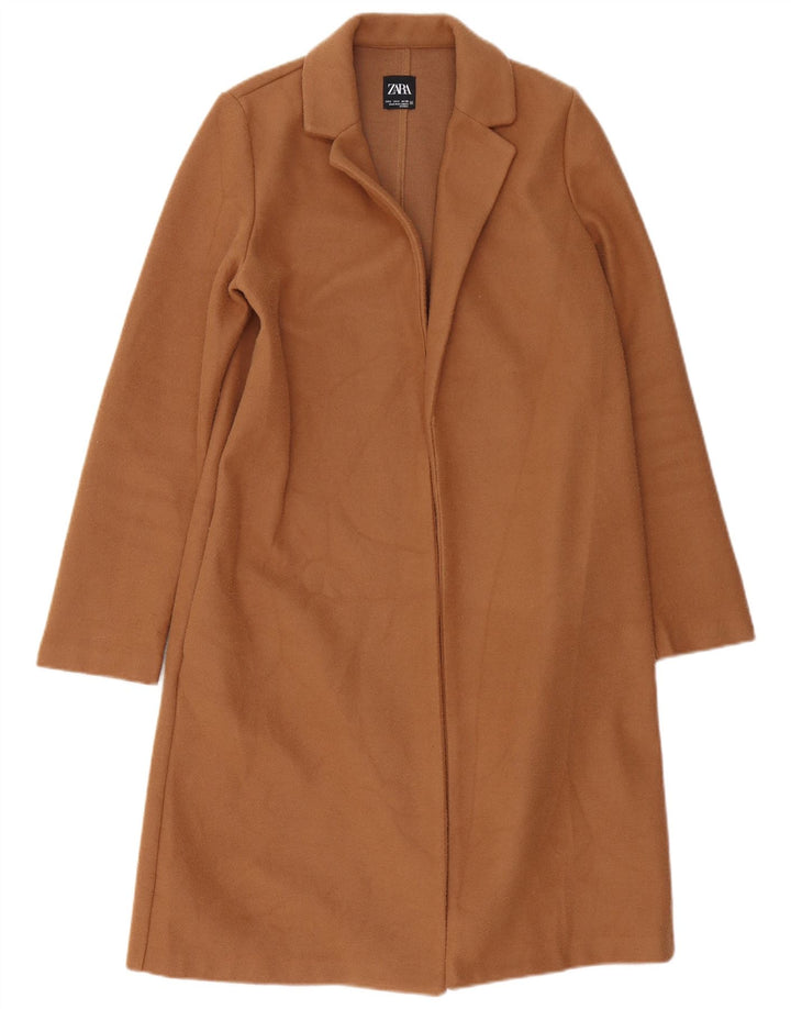 Zara Womens Open Oversized Overcoat UK 10 Small Brown Polyester