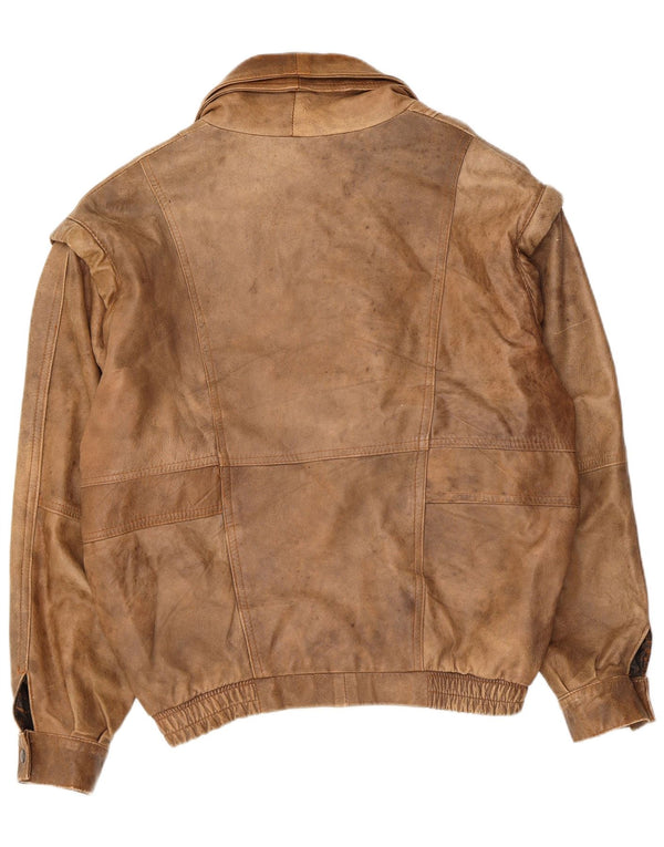 Vintage Mens Leather Jacket UK 40 Large Beige