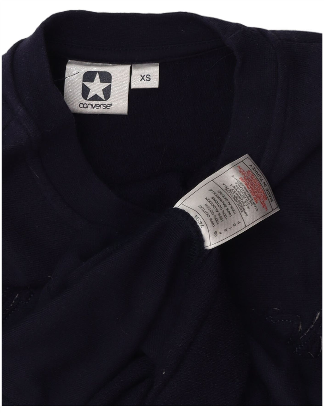 CONVERSE Womens Oversized Graphic Sweatshirt Jumper UK 6 XS Navy Blue