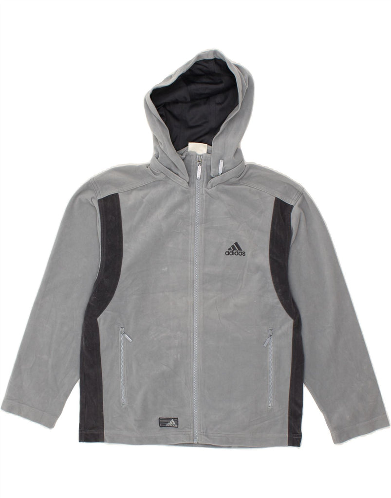 ADIDAS Boys Graphic Zip Hoodie Sweater 11-12 Years Grey Colourblock | Vintage Adidas | Thrift | Second-Hand Adidas | Used Clothing | Messina Hembry 