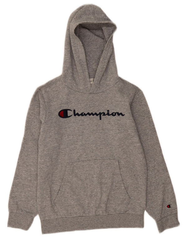 Champion Boys Graphic Hoodie Jumper 11-12 Years Large Grey Flecked