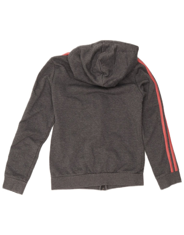 Adidas Womens Zip Hoodie Sweater UK 4/6 XS Grey Cotton