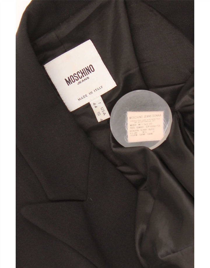 Moschino Womens 1 Button Blazer Jacket UK 14 Medium Black Polyester