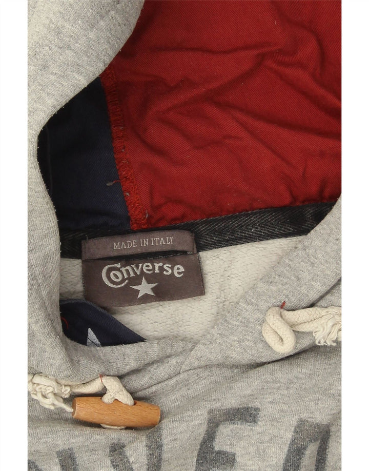 CONVERSE Mens Graphic Hoodie Jumper Medium Grey Cotton Vintage Converse and Second-Hand Converse from Messina Hembry 