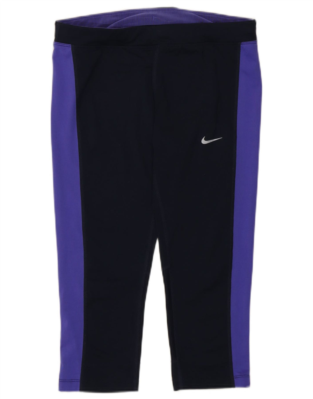 Nike Womens Dri Fit Capri Leggings UK 12 Medium Navy Blue Colourblock