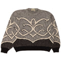 Cido Womens Oversized Crew Neck Jumper Sweater UK 16 Large Grey Fair Isle