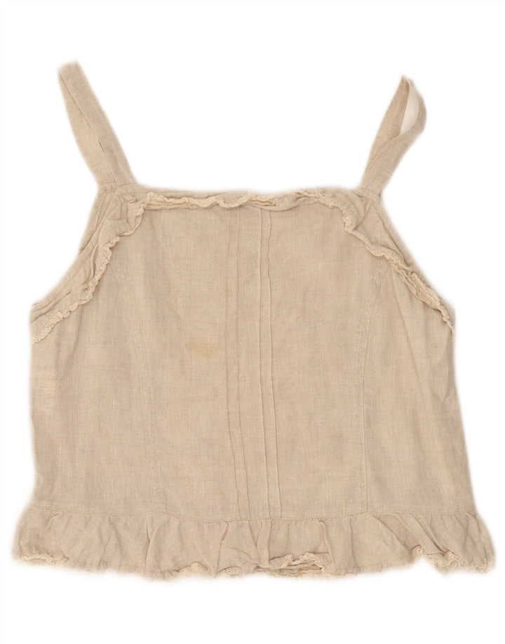 ALVIERO MARTINI Womens Crop Cami Top UK 14 Large Beige Linen
