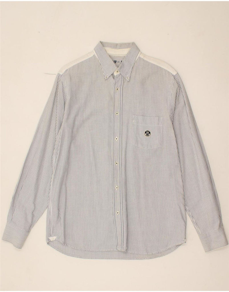 NORTH SAILS Mens Shirt Large Grey Pinstripe Cotton Vintage North Sails and Second-Hand North Sails from Messina Hembry 