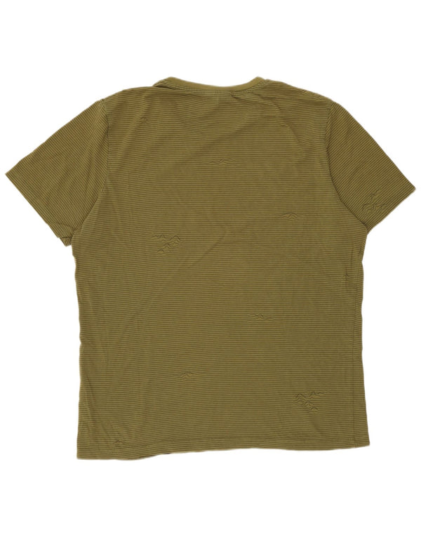 Jack & Jones Mens Graphic T-Shirt Top Large Green Pinstripe Cotton