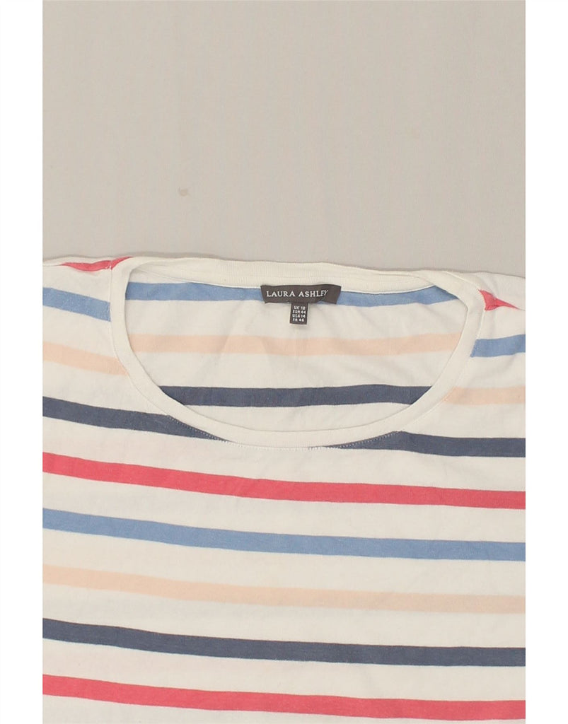LAURA ASHLEY Womens T-Shirt Top UK 18 XL  Multicoloured Striped Cotton | Vintage Laura Ashley | Thrift | Second-Hand Laura Ashley | Used Clothing | Messina Hembry 