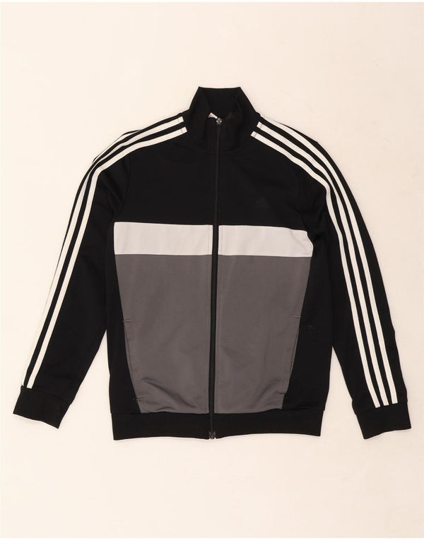 Adidas Boys Aeroready Tracksuit Top Jacket 11-12 Years Black Colourblock