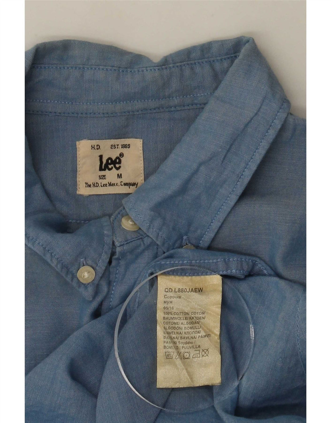 Lee Mens Shirt Medium Blue Cotton