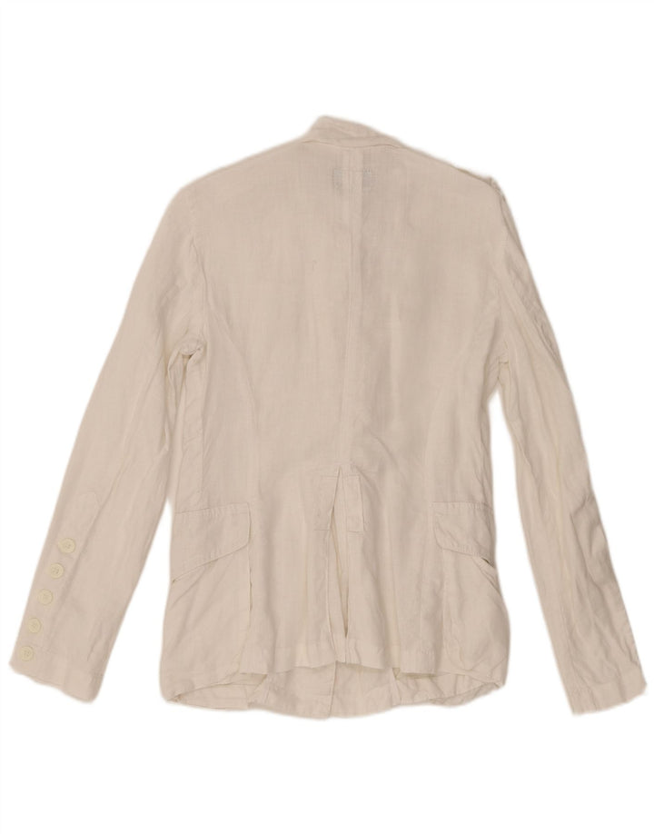 Calvin Klein Jeans Womens Military Jacket UK 10 Small White Linen