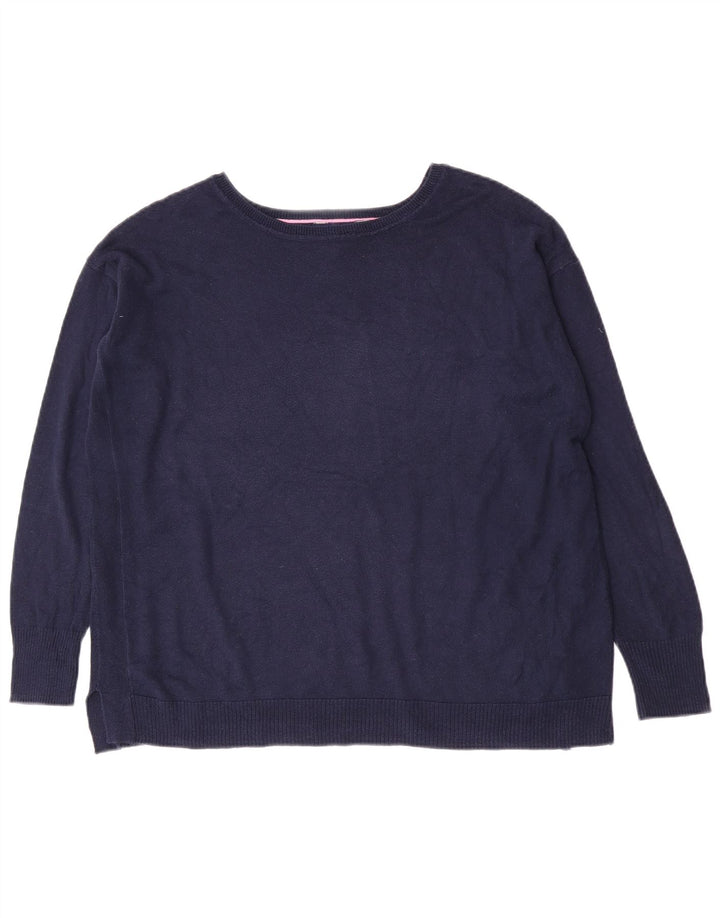 Joules Womens Oversized Boat Neck Jumper Sweater UK 12 Medium Navy Blue