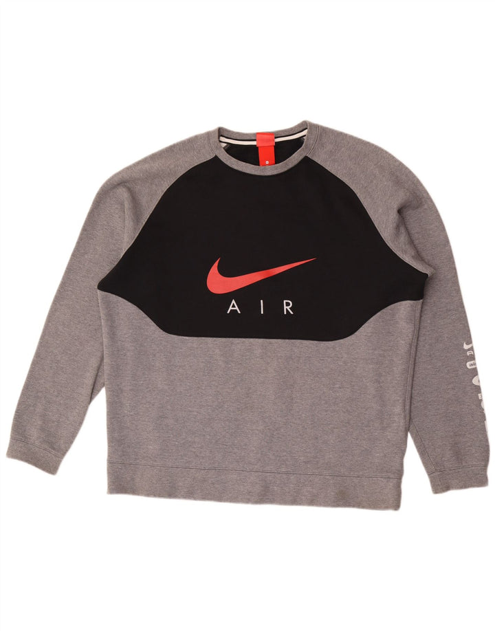 Nike Mens Graphic Sweatshirt Jumper XL Grey Colourblock Cotton