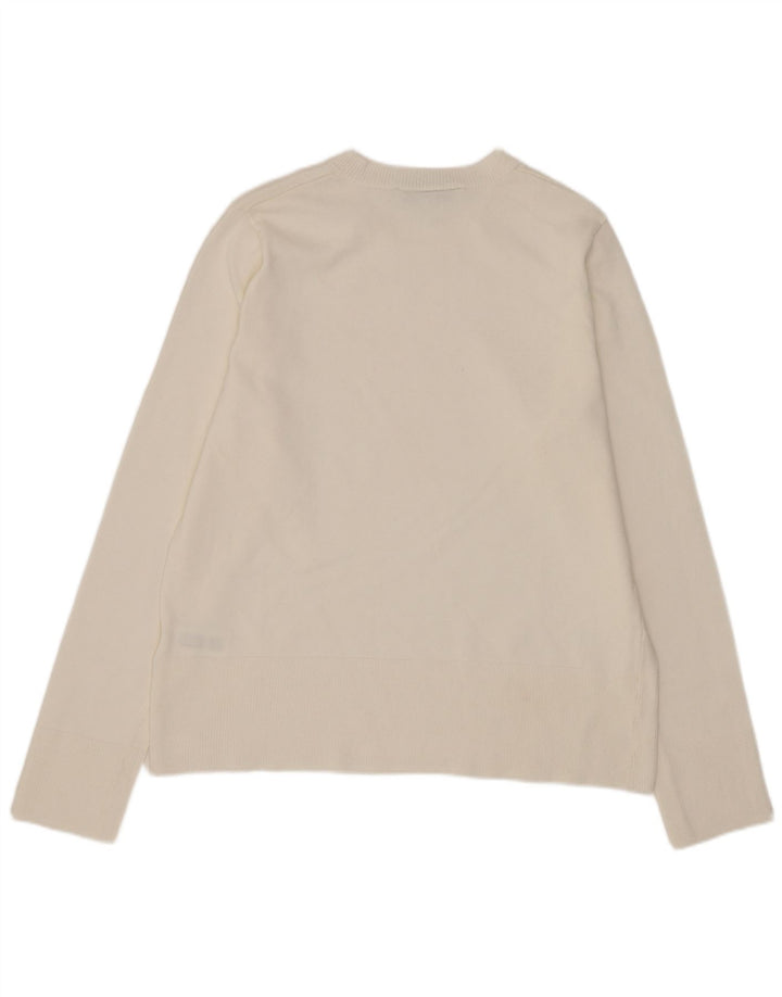 Zara Womens Crew Neck Jumper Sweater UK 10 Small White Viscose