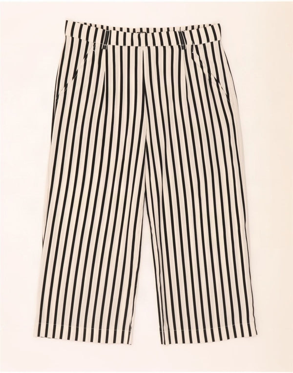 Zara Womens Trafaluc High Waist Capri Trousers Large W30 L22 Black Striped
