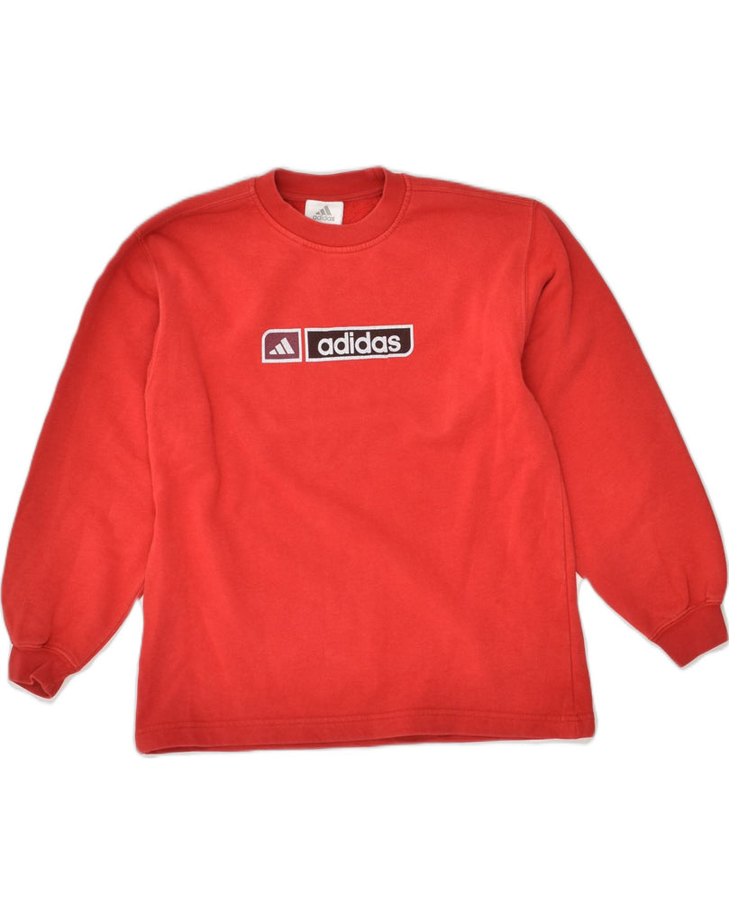 ADIDAS Boys Loose Fit Graphic Sweatshirt Jumper 9-10 Years Red Cotton | Vintage Adidas | Thrift | Second-Hand Adidas | Used Clothing | Messina Hembry 