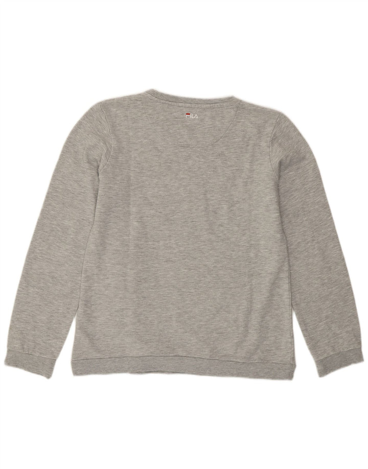 Fila Womens Graphic Sweatshirt Jumper UK 16 Large Grey Cotton