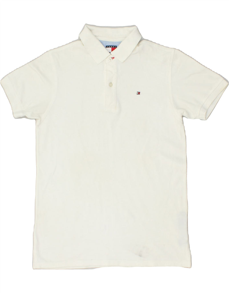 TOMMY HILFIGER Boys Polo Shirt 11-12 Years Medium White Cotton | Vintage Tommy Hilfiger | Thrift | Second-Hand Tommy Hilfiger | Used Clothing | Messina Hembry 