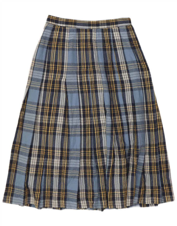 Cacharel Womens Pleated Skirt W24 XS Blue Plaid Polyester