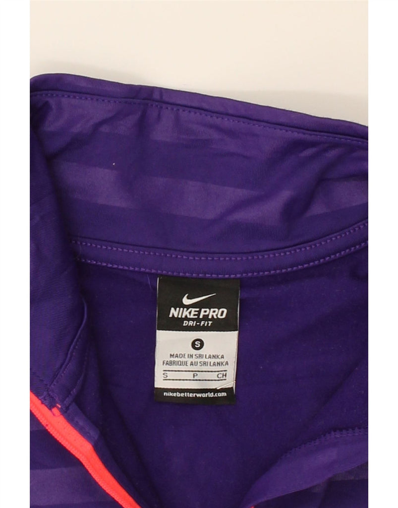 NIKE Womens Dri Fit Pullover Tracksuit Top UK 10 Small Purple Striped Vintage Nike and Second-Hand Nike from Messina Hembry 