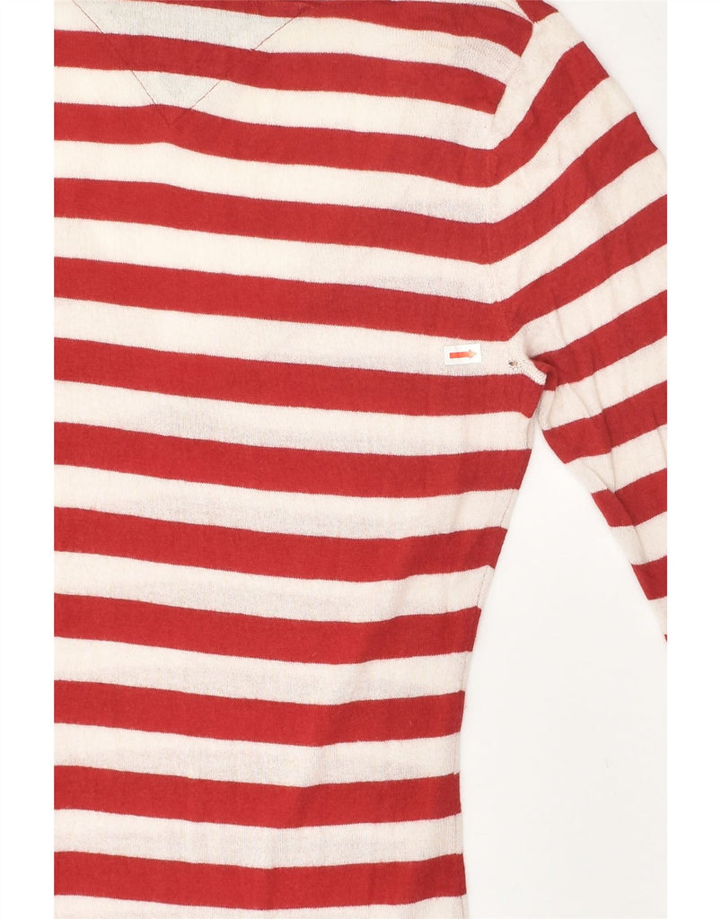 TOMMY HILFIGER Womens Long Sleeve Jumper Dress UK 14 Large Red Striped | Vintage Tommy Hilfiger | Thrift | Second-Hand Tommy Hilfiger | Used Clothing | Messina Hembry 