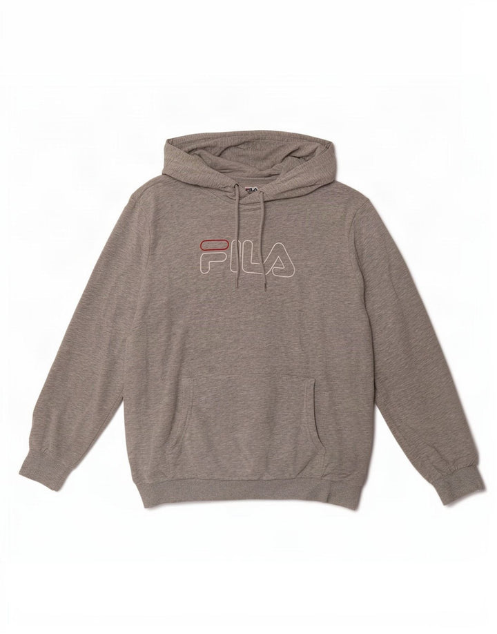 Fila Mens Graphic Hoodie Jumper Large Grey Flecked