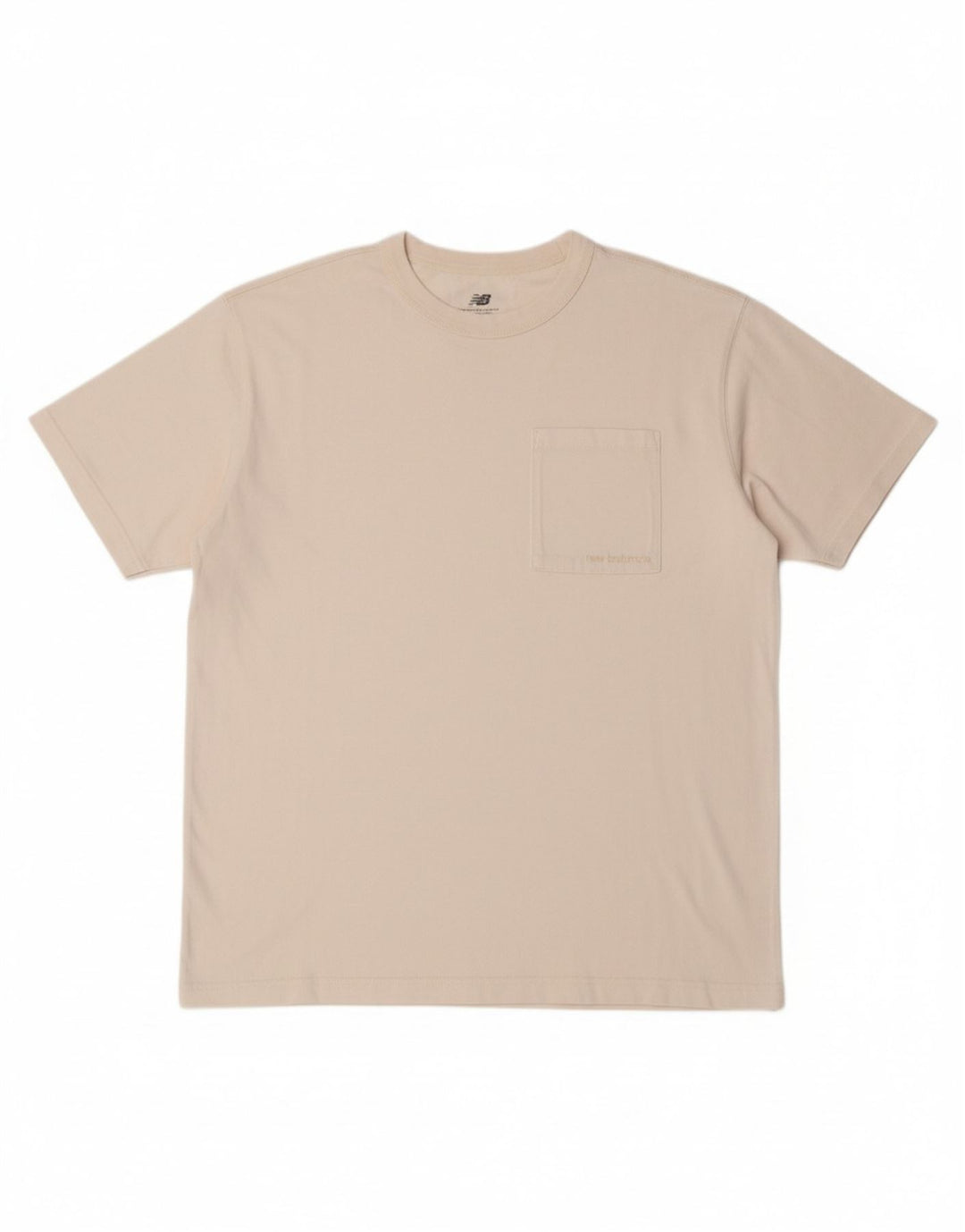 NEW BALANCE Mens T-Shirt Top Large Off White Cotton
