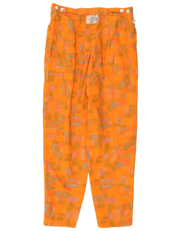 Vintage Womens High Waist Suit Trousers Medium W32 L28 Orange Geometric