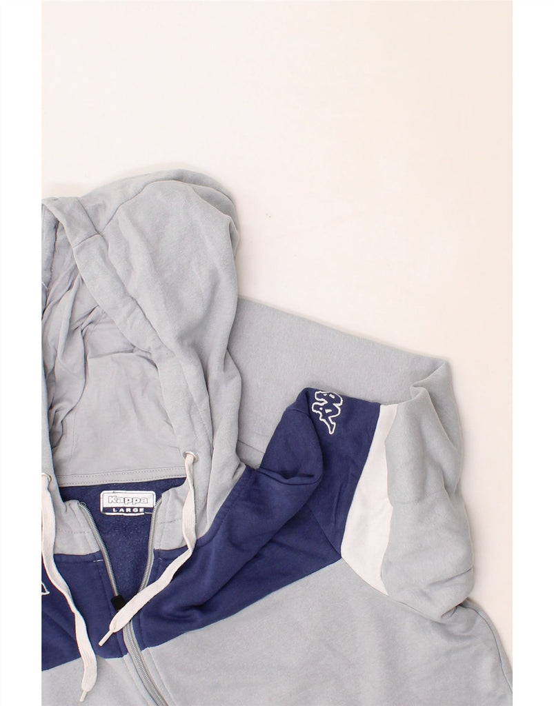 KAPPA Mens Zip Hoodie Sweater Large Grey Colourblock Cotton Vintage Kappa and Second-Hand Kappa from Messina Hembry 