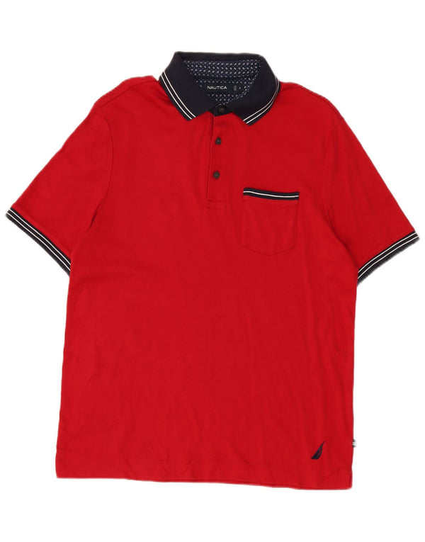 Nautica Mens Polo Shirt Small Red Colourblock