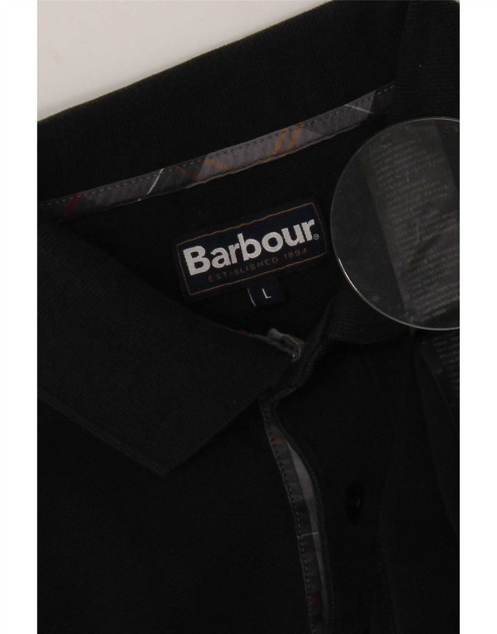 Barbour Mens Polo Shirt Large Black Cotton