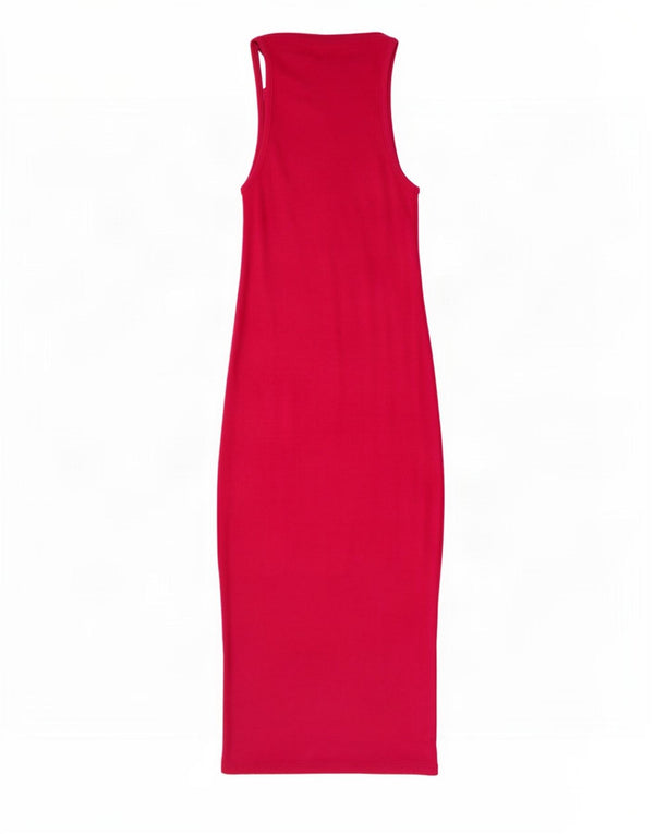 Zara Womens Sleeveless Maxi Dress UK 12 Medium Pink Cotton