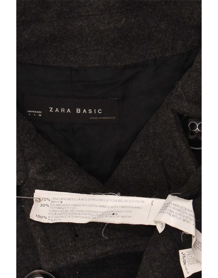 Zara Womens Pea Coat UK 14 Large Grey Wool