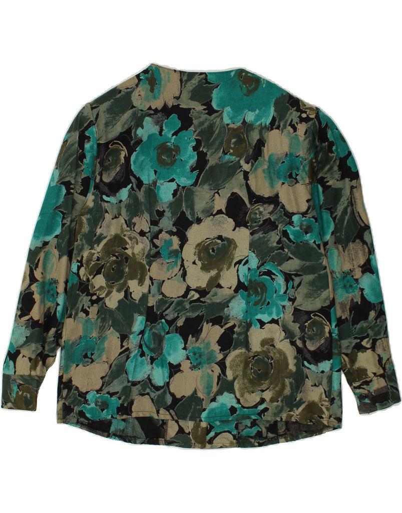 VINTAGE Womens Shirt UK 14 Medium Green Floral Viscose | Vintage Vintage | Thrift | Second-Hand Vintage | Used Clothing | Messina Hembry 