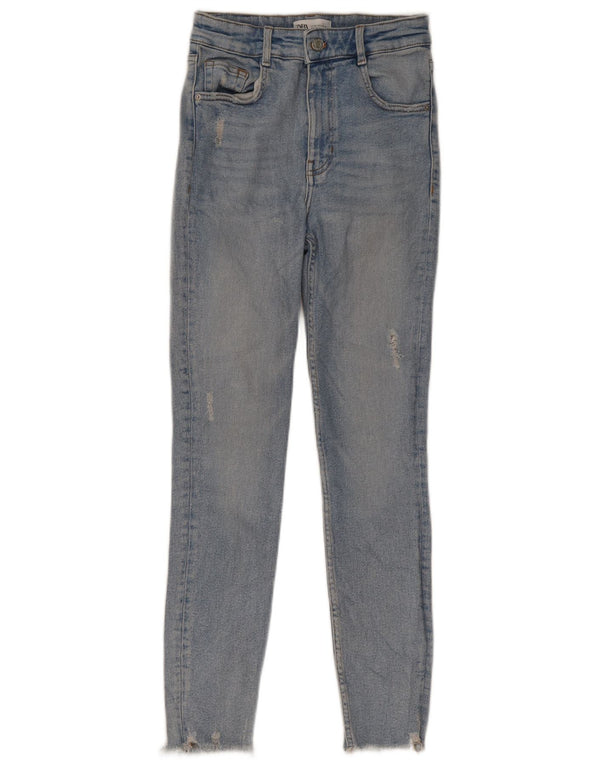 Zara Womens Distressed Skinny Jeans EU 36 XS W26 L26 Blue Cotton