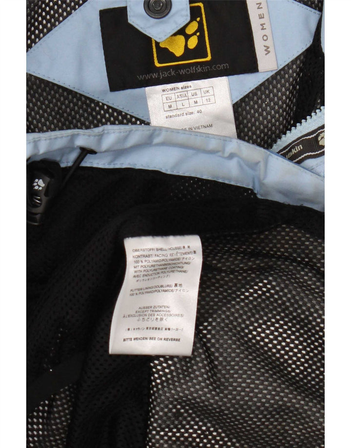 Jack Wolfskin Womens Hooded Rain Jacket UK 12 Medium Blue Polyamide