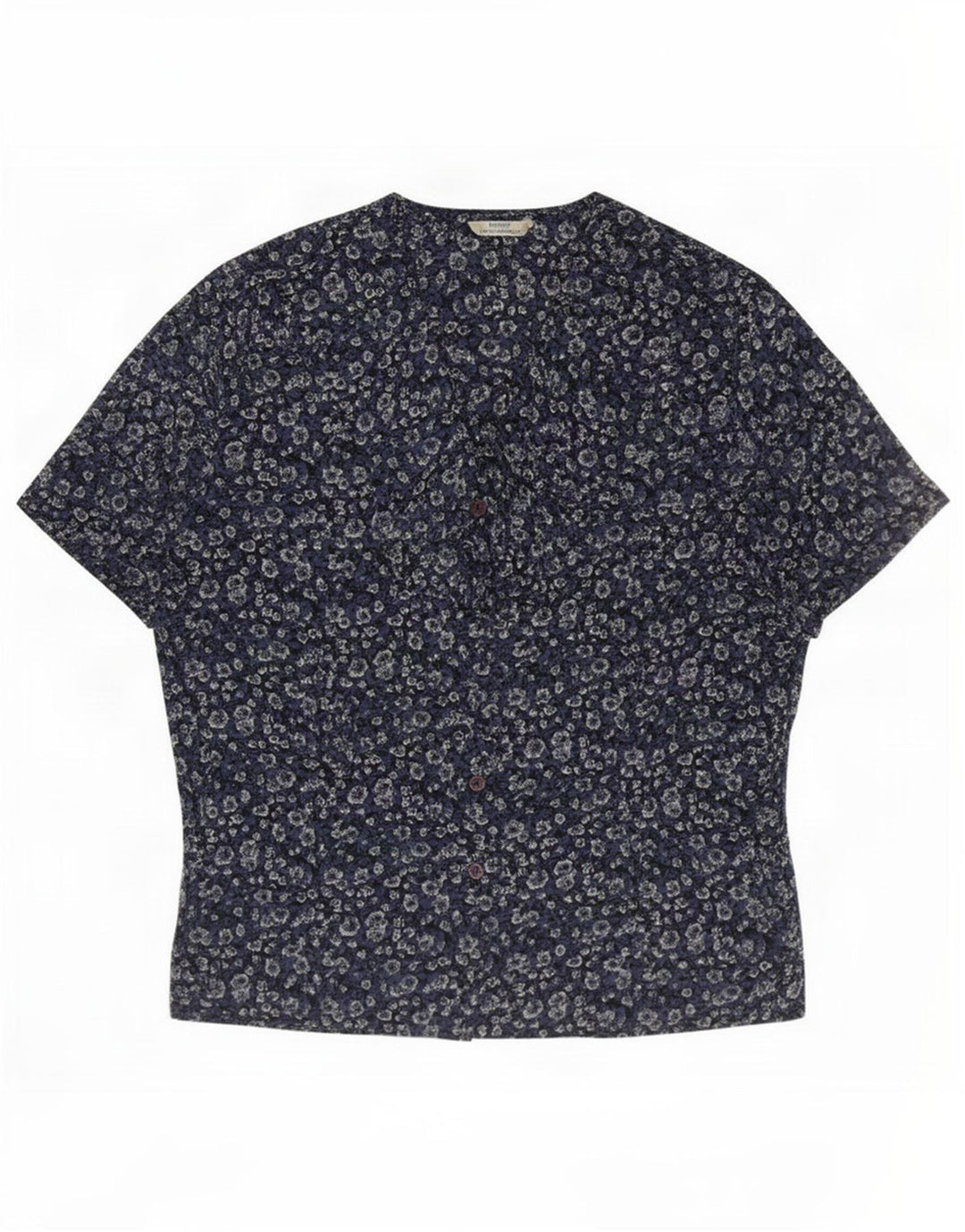 Marks & Spencer Womens Shirt Blouse UK 16 Large Navy Blue Floral