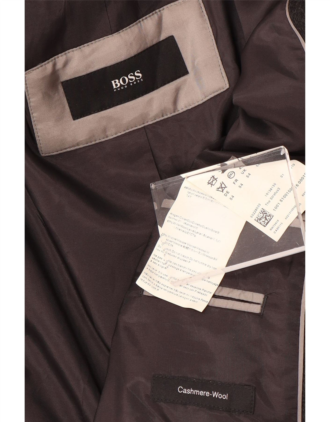 Hugo Boss Mens Overcoat EU 54 2XL Grey Wool