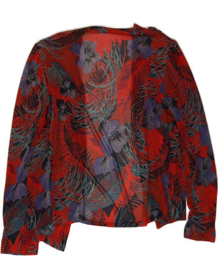 VINTAGE Womens Cardigan Top UK 12 Medium Red Floral Vintage Vintage and Second-Hand Vintage from Messina Hembry 