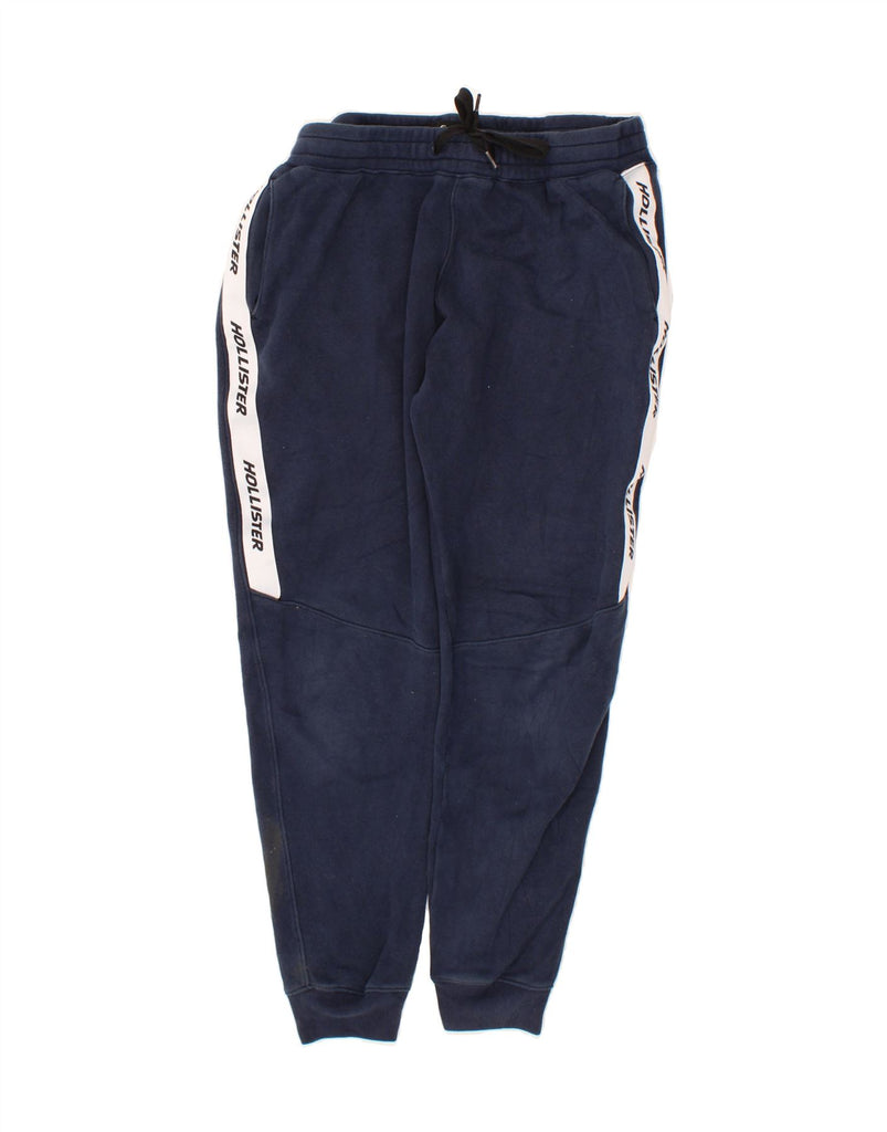 HOLLISTER Mens Graphic Tracksuit Trousers Joggers Large Navy Blue Cotton Vintage Hollister and Second-Hand Hollister from Messina Hembry 