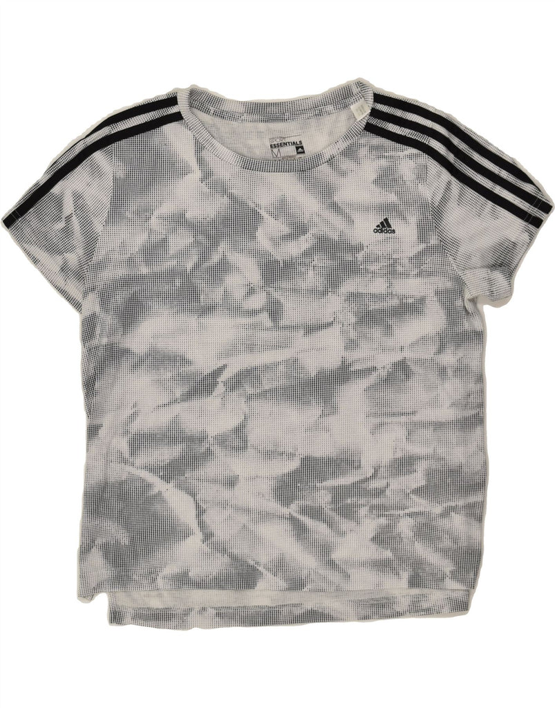 ADIDAS Womens T-Shirt Top UK 12-14  Medium Grey Camouflage Polyester | Vintage Adidas | Thrift | Second-Hand Adidas | Used Clothing | Messina Hembry 