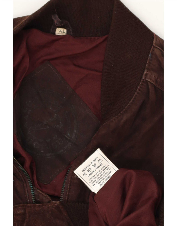 Vintage Mens Suede Bomber Jacket UK 42 XL Brown Leather