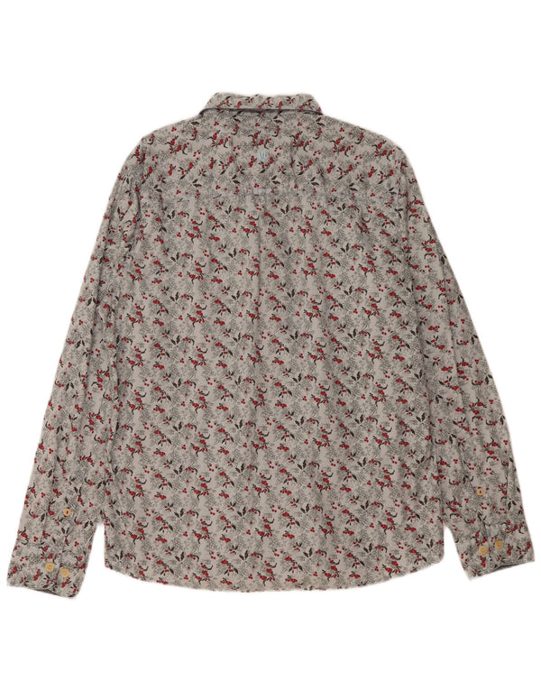 Fat Face Mens Shirt Large Grey Floral