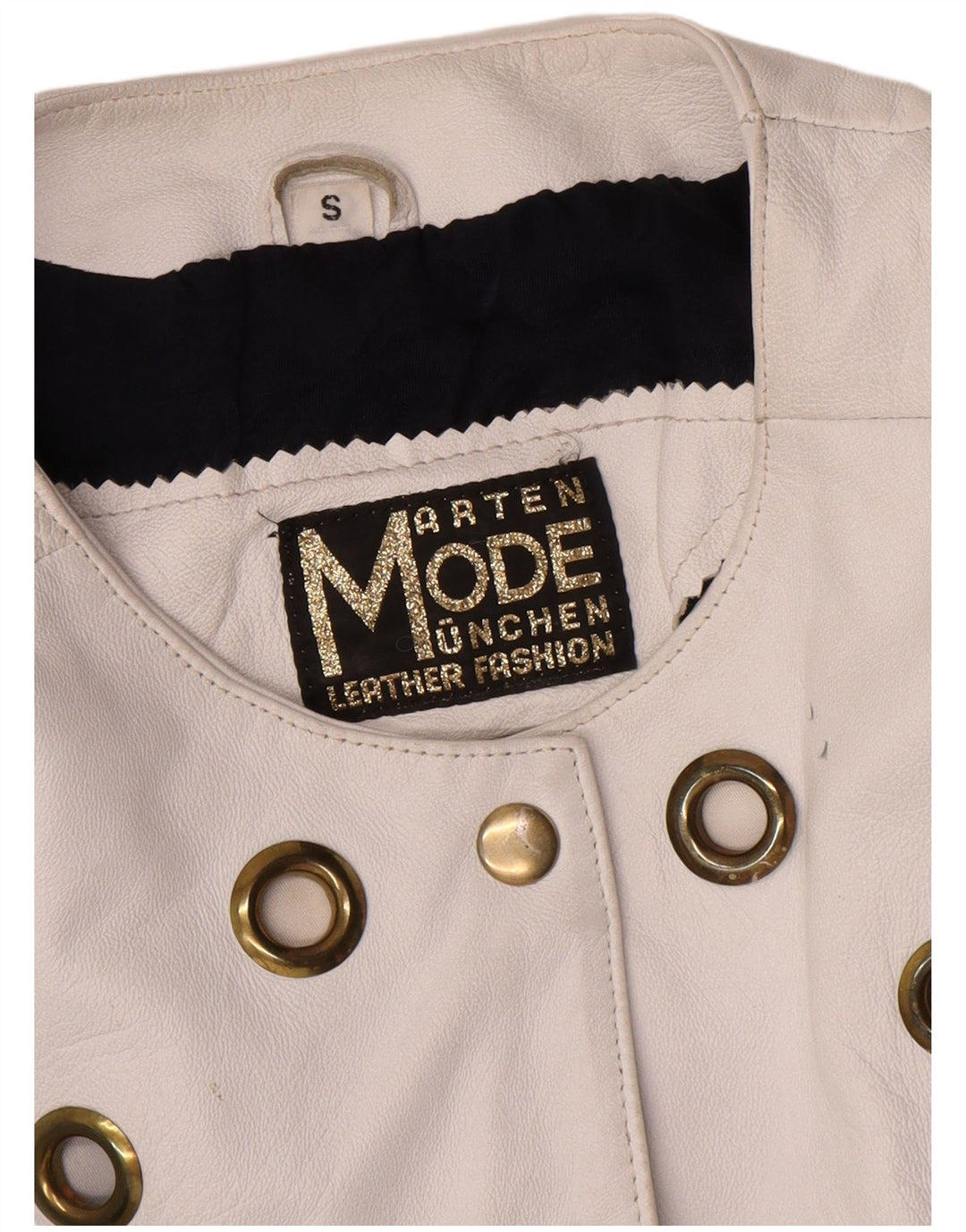 Vintage Womens Crop Leather Jacket UK 10 Small White Leather