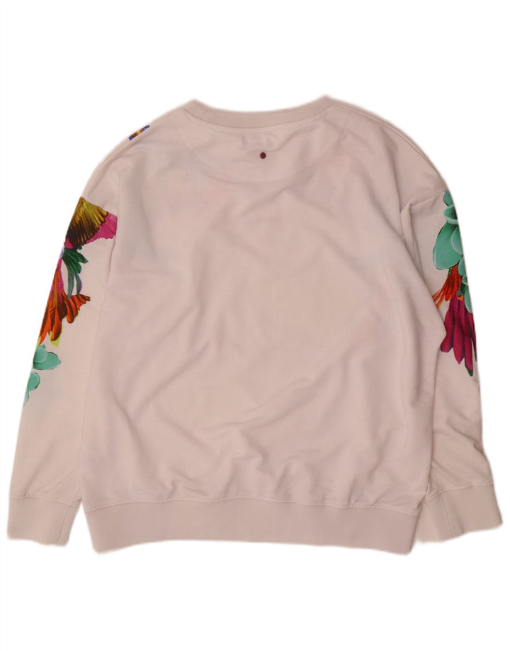 Mistral Womens Sweatshirt Jumper UK 14 Medium White Floral Hawaiian